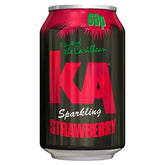 A 330ml can of KA Sparkling Strawberry, labeled 69p, features the slogan "A taste of the Caribbean" and offers a refreshing drink bursting with ripe strawberry flavor.